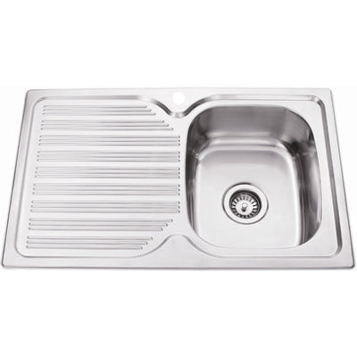 IKON EDEN SINGLE BOWL SINGLE DRAINER RHB SINK STAINLESS STEEL 780MM