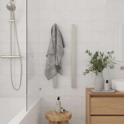 THERMOGROUP FLAT PILL VERTICAL HEATED SINGLE TOWEL RAIL POLISHED STAINLESS STEEL 900MM (CUSTOM PLATED FINISH)