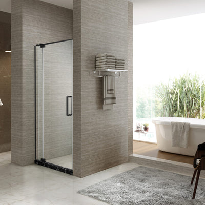 BELLA VISTA KENDRA FRAMELESS OVERLAPPED FRONT ONLY SHOWER SCREEN BLACK