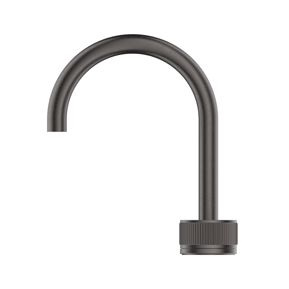 BELLA VISTA MICA LEAD FREE FLUTED GOOSENECK HOB BASIN MIXER SET 225MM GUN METAL