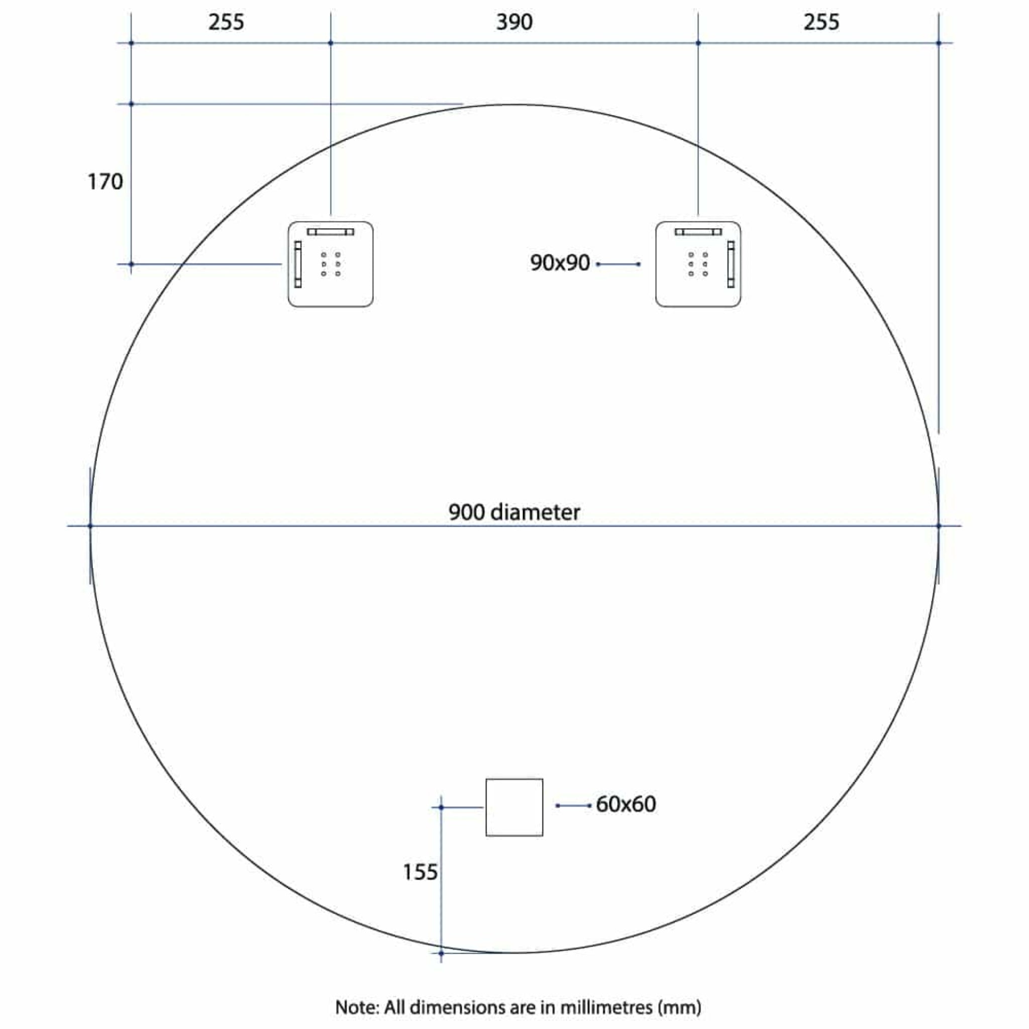 THERMOGROUP ABLAZE ROUND POLISHED EDGE MIRROR 900MM