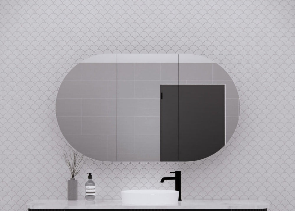 RIVA LONDON MATTE BLACK SHAVING CABINET 1200X700MM