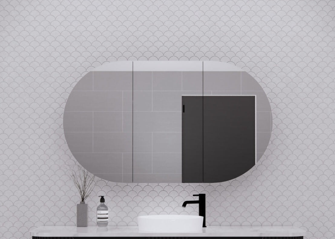 RIVA LONDON MATTE BLACK SHAVING CABINET 1200X700MM