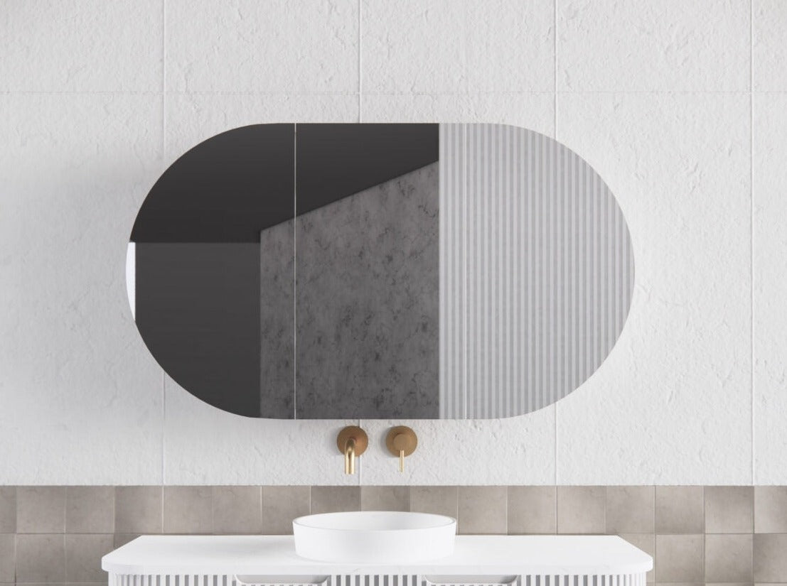 RIVA LONDON MATTE WHITE SHAVING CABINET 1200X700MM
