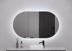 RIVA PARIS MATTE BLACK LED SHAVING CABINET 1200X700MM