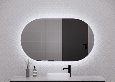 RIVA PARIS MATTE BLACK LED SHAVING CABINET 1200X700MM