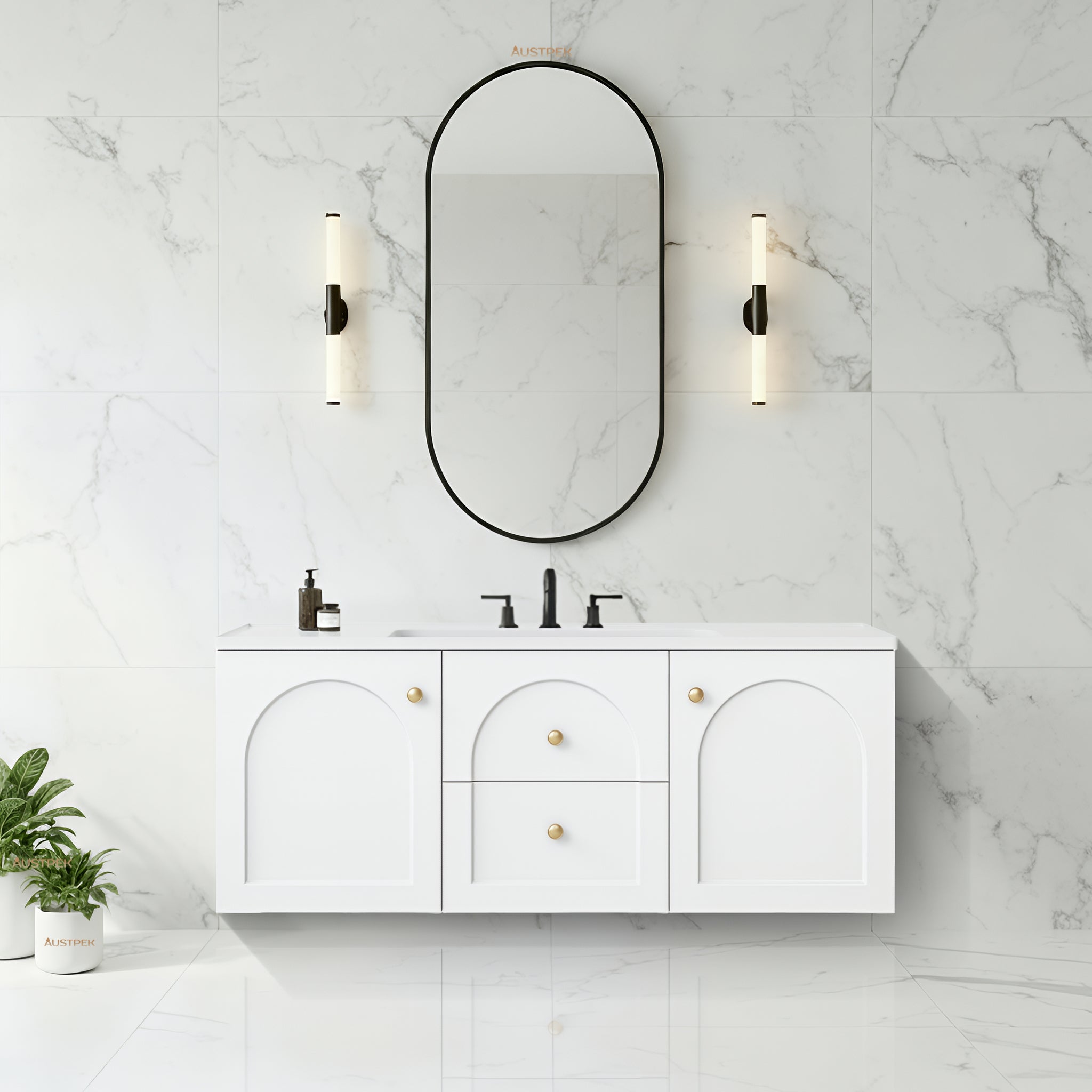 LUKKA CHESTER FEDERATION MATTE WHITE 1200MM SINGLE BOWL WALL HUNG VANITY