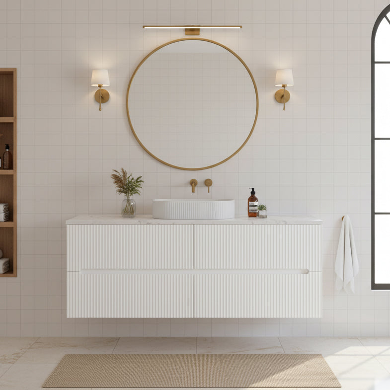 LUKKA CABARITA MODERN MATTE WHITE 1200MM DOUBLE BOWL WALL HUNG VANITY