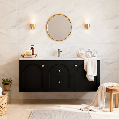 LUKKA CHESTER FEDERATION MATTE BLACK 1200MM SINGLE BOWL WALL HUNG VANITY