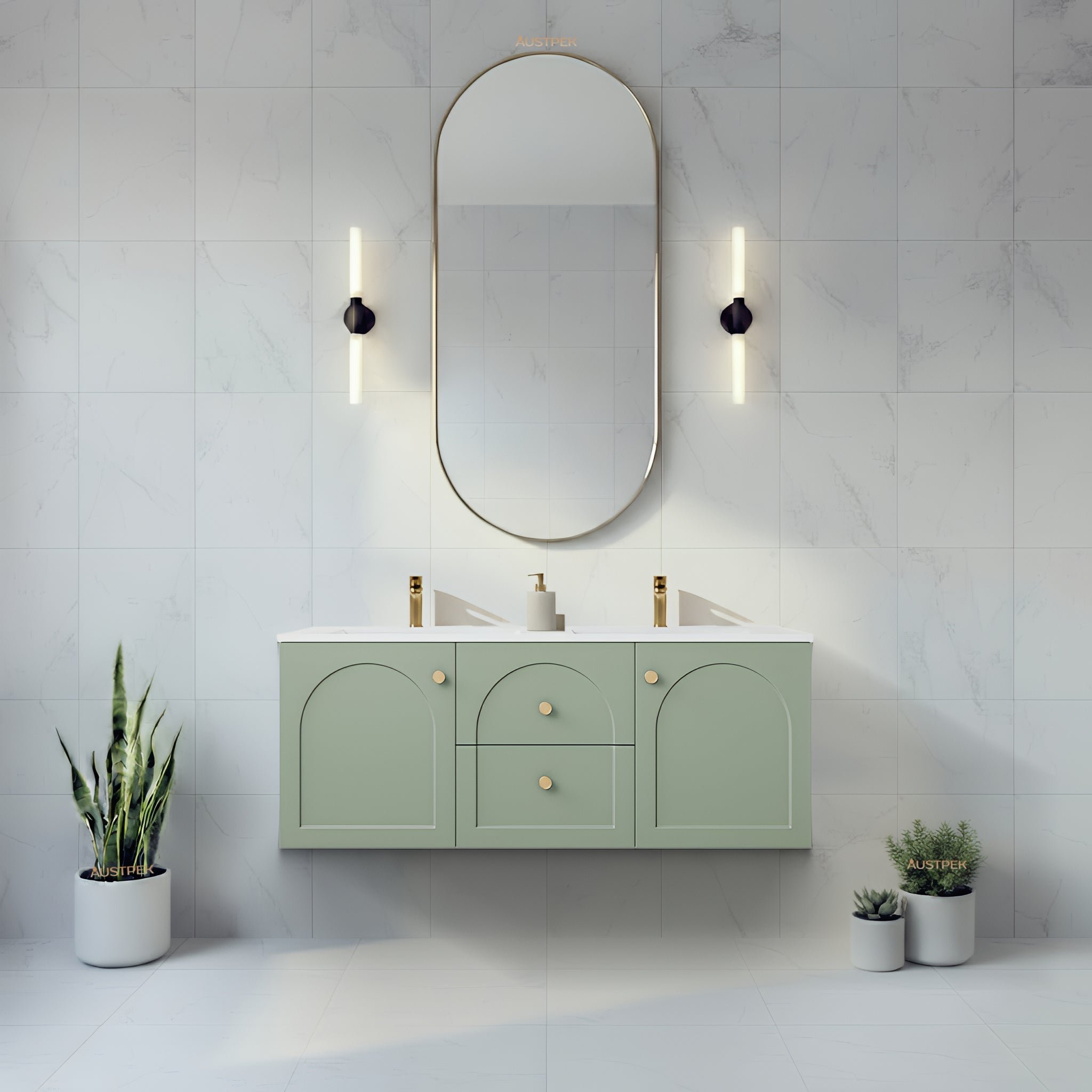 LUKKA CHESTER FEDERATION OLIVE GREEN 1200MM SINGLE BOWL WALL HUNG VANITY