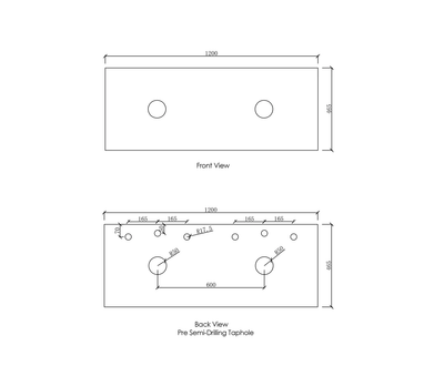 OTTI NATURAL CARRARA WHITE ABOVE COUNTER DOUBLE VANITY MARBLE STONE TOP (AVAILABLE IN 1200MM, 1500MM AND 1800MM)