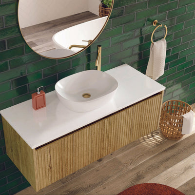 FIENZA ALINA SCANDI OAK FLUTED 1200MM SINGLE BOWL WALL HUNG VANITY