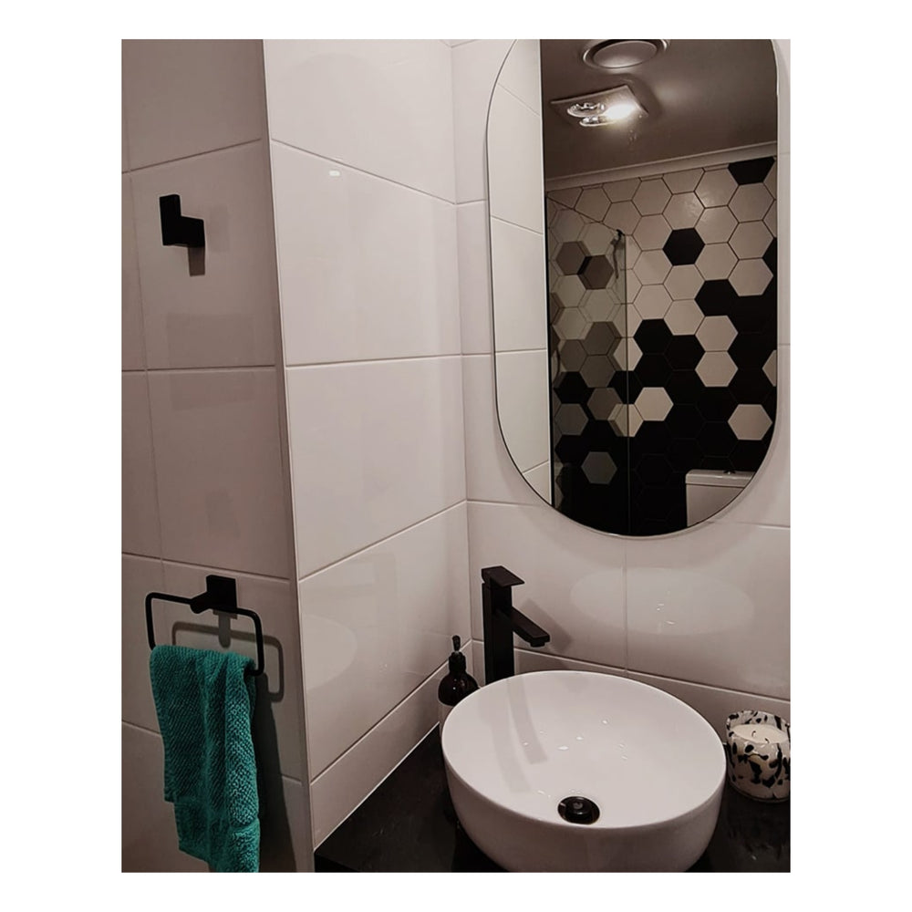 THERMOGROUP ABLAZE PILL SHAPE POLISHED EDGE MIRROR WITH DEMISTER 500X1000MM