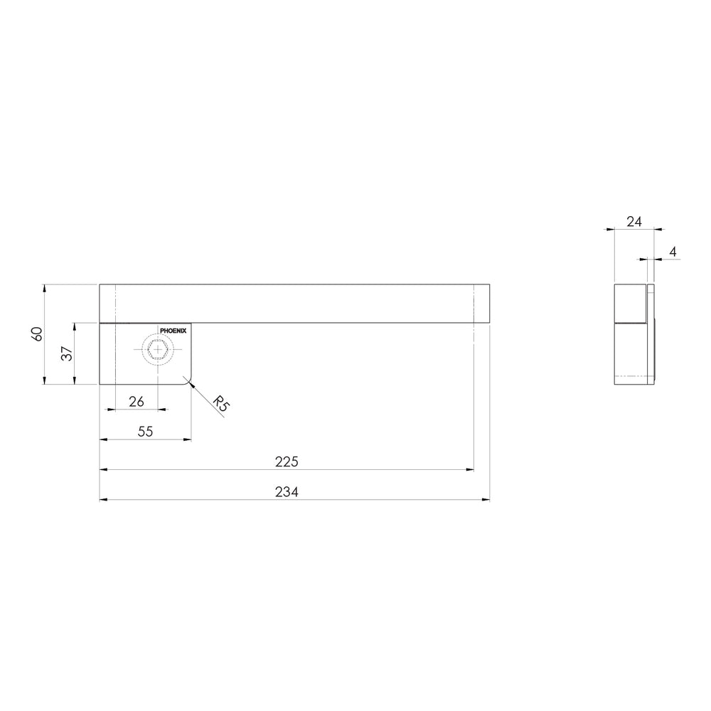 PHOENIX DESIGNER SWIVEL BATH OUTLET 230MM SQUARE BRUSHED BRONZE
