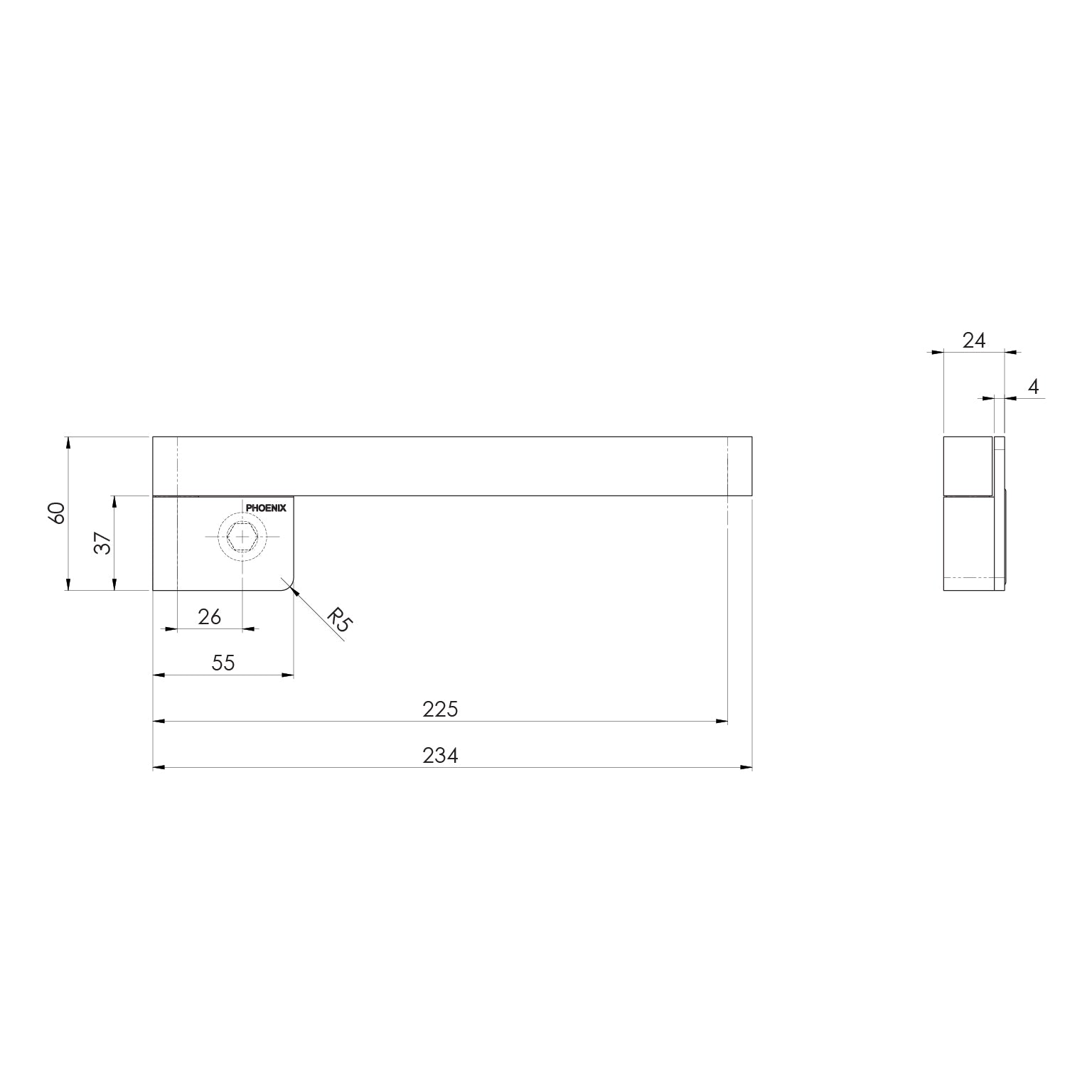 PHOENIX DESIGNER SWIVEL BATH OUTLET 230MM SQUARE BRUSHED BRONZE