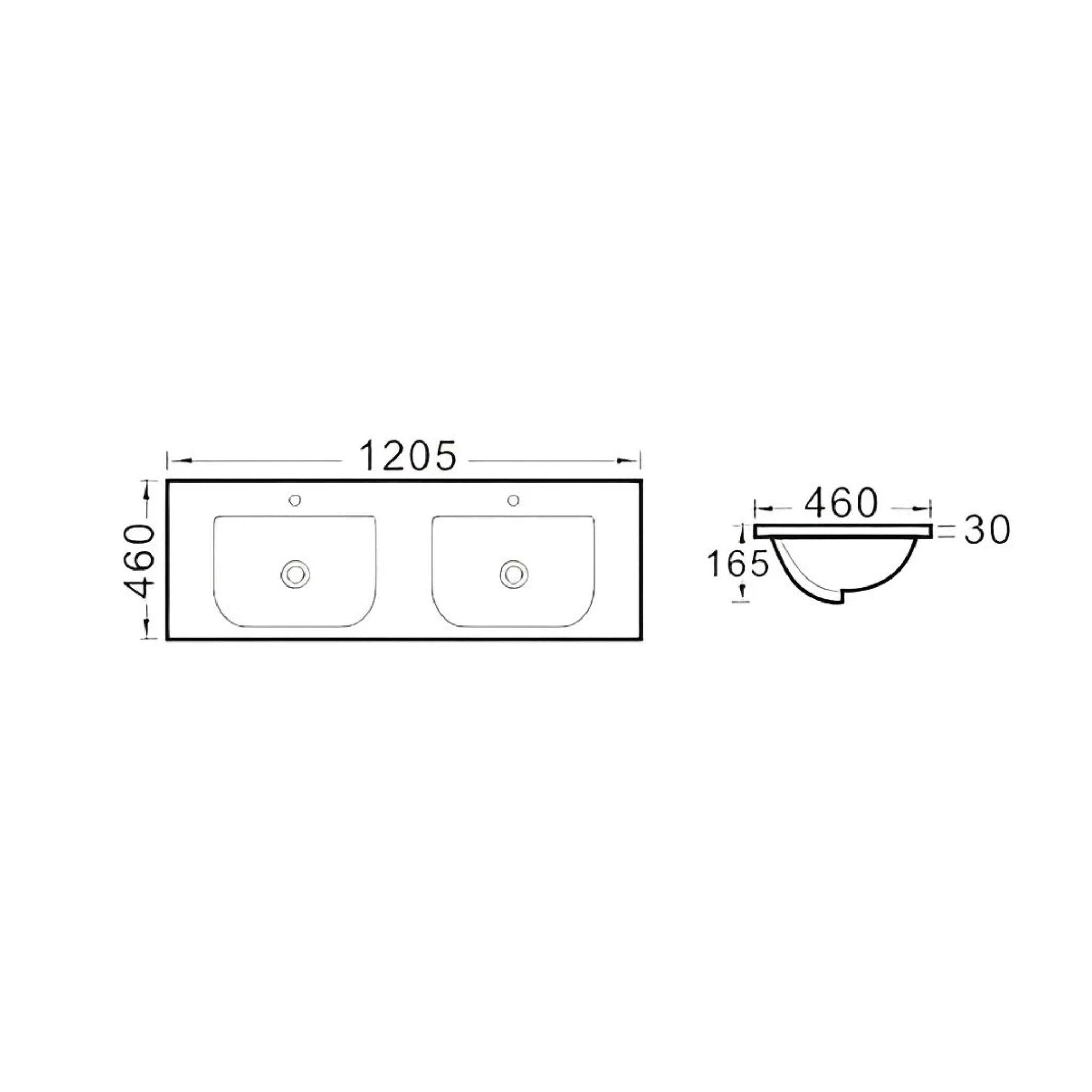 POSEIDON CABINET CERAMIC BASIN WHITE 1200MM