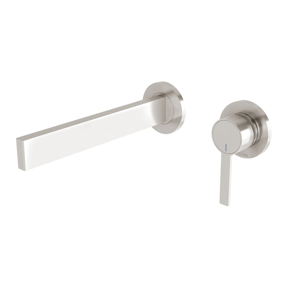 PHOENIX LEXI MKII SWITCHMIX WALL BASIN MIXER SET FIT-OFF AND ROUGH-IN KIT 200MM BRUSHED NICKEL
