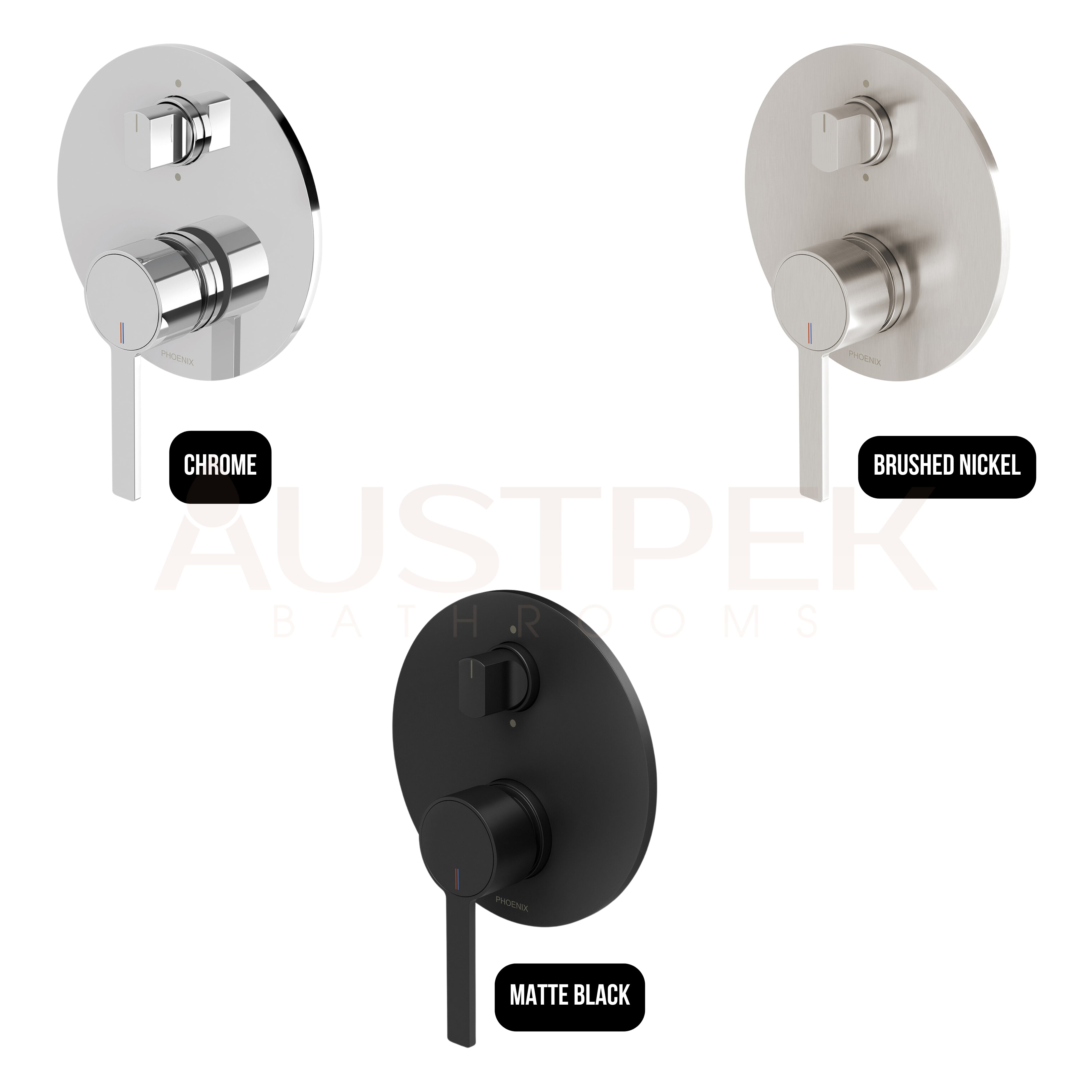 PHOENIX LEXI MKII SWITCHMIX SHOWER / BATH DIVERTER MIXER FIT-OFF AND ROUGH-IN KIT MATTE BLACK