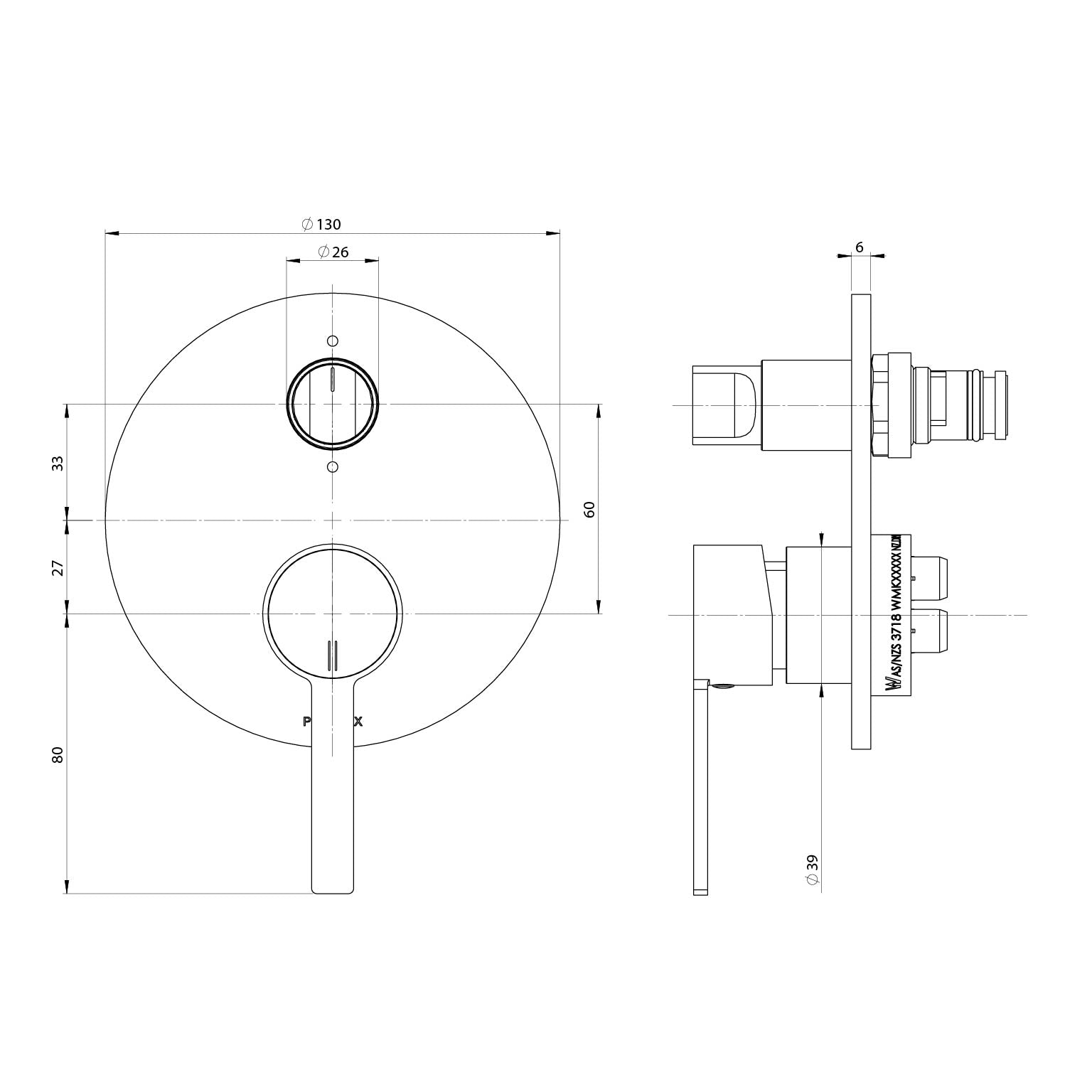 PHOENIX LEXI MKII SWITCHMIX SHOWER / BATH DIVERTER MIXER FIT-OFF AND ROUGH-IN KIT CHROME