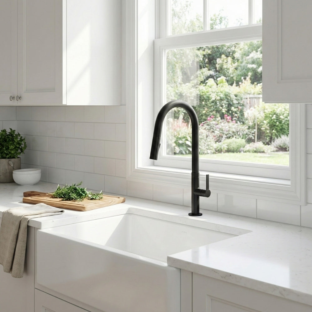 PHOENIX LEXI MKII LEAD FREE PULL OUT SINK MIXER 437MM MATTE BLACK