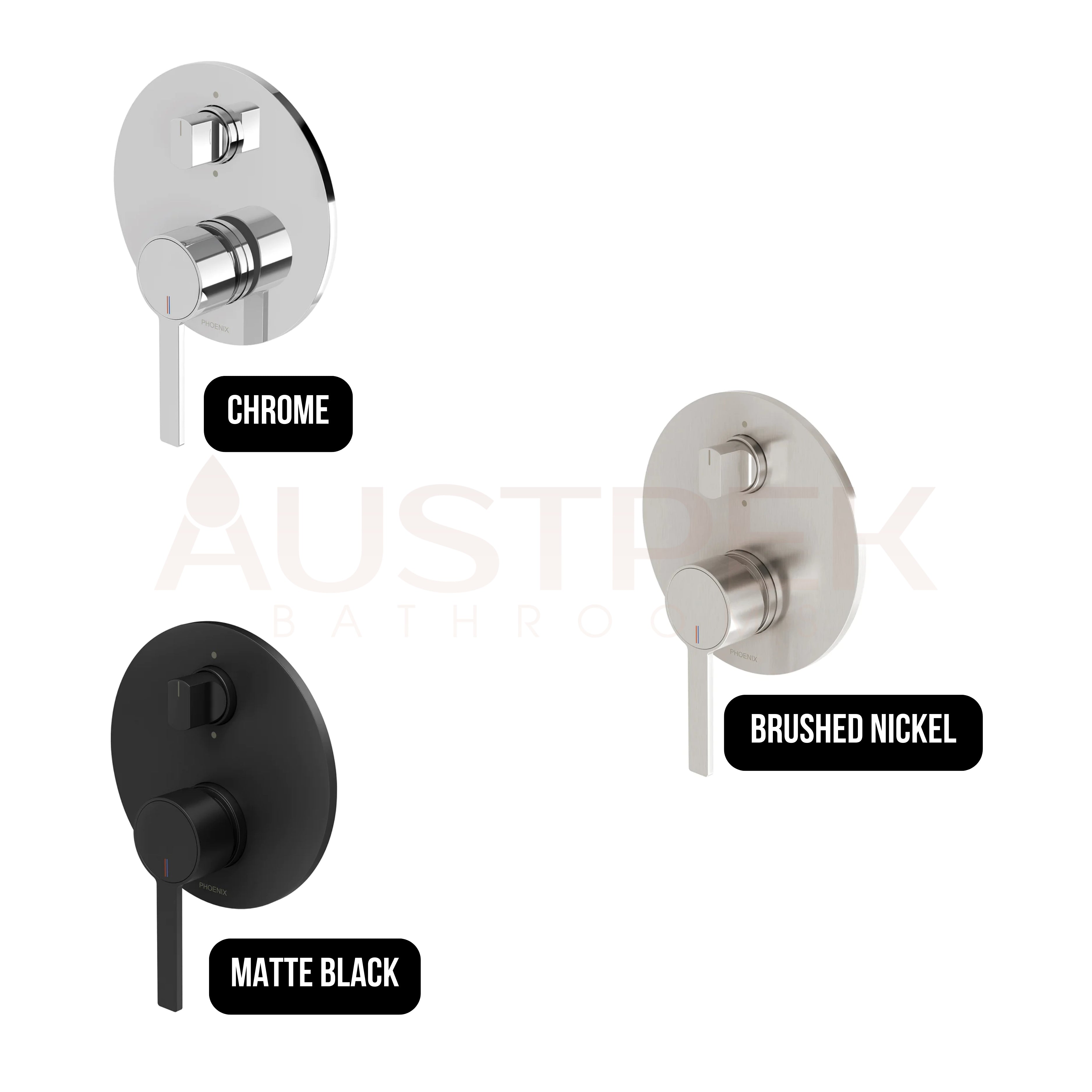 PHOENIX LEXI MKII WALL SHOWER BATH DIVERTER MIXER BRUSHED NICKEL