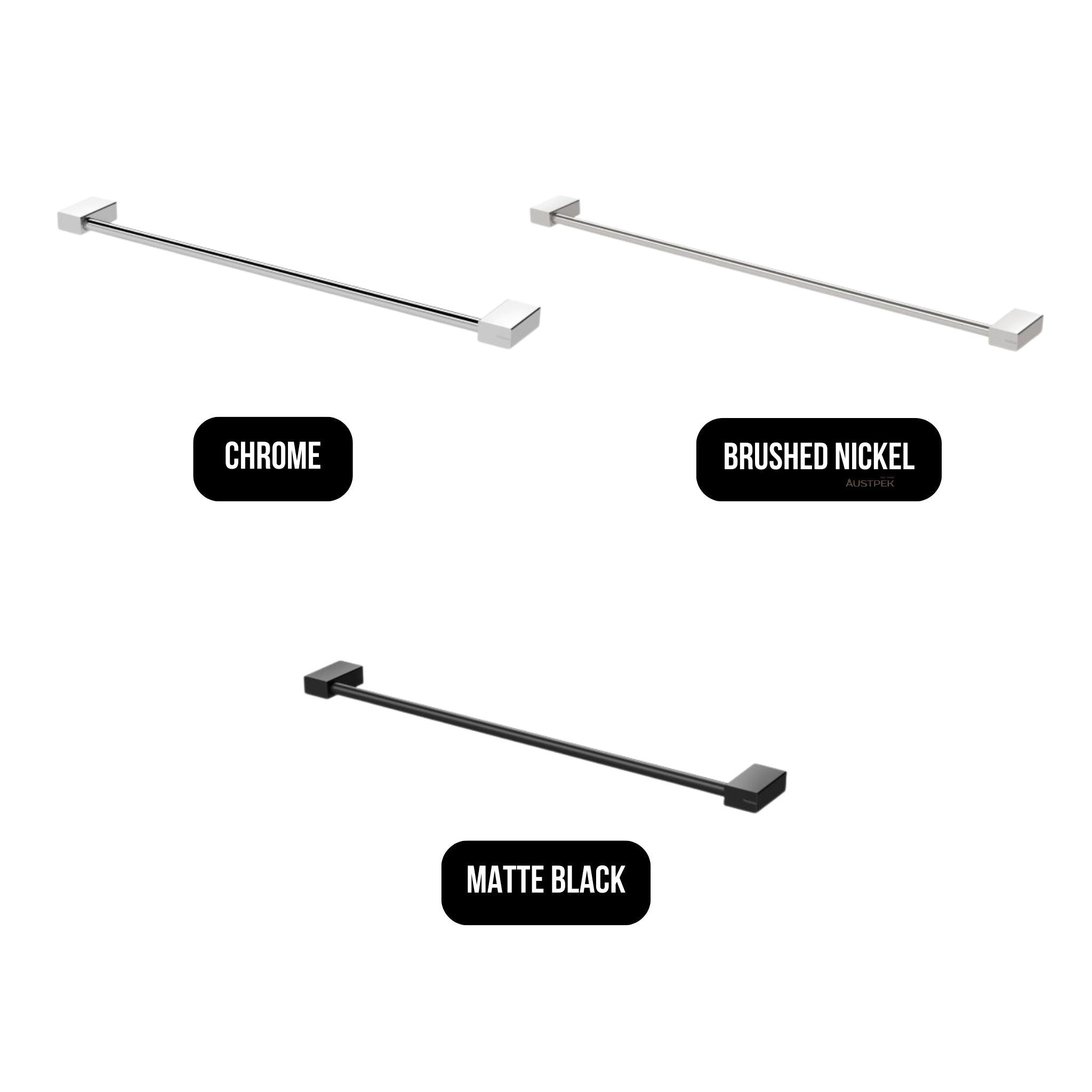 PHOENIX MKII SINGLE NON-HEATED TOWEL RAIL CHROME (AVAILABLE IN 600MM AND 800MM)