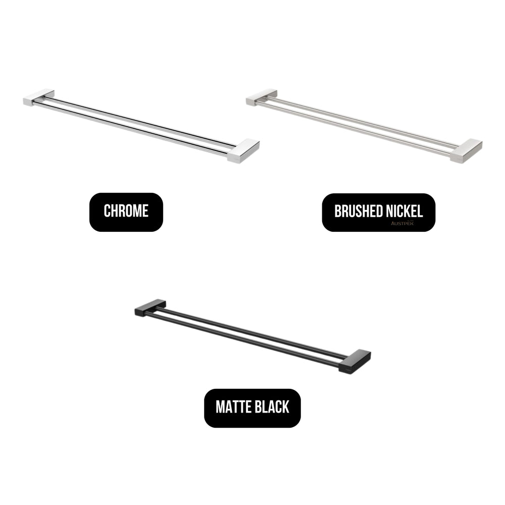 PHOENIX LEXI MKII DOUBLE NON-HEATED TOWEL RAIL CHROME (AVAILABLE IN 600MM AND 800MM)
