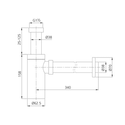OLIVERI BOTTLE TRAP 38MM BRUSHED NICKEL