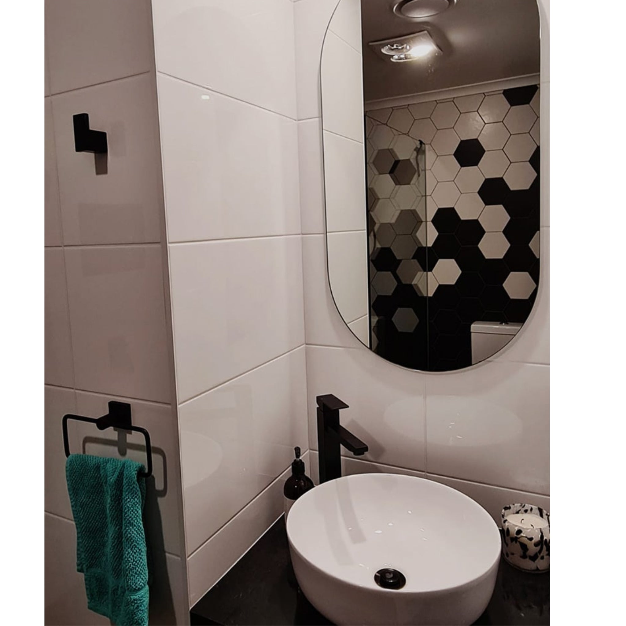 THERMOGROUP ABLAZE PILL SHAPE POLISHED EDGE MIRROR 500X1000MM