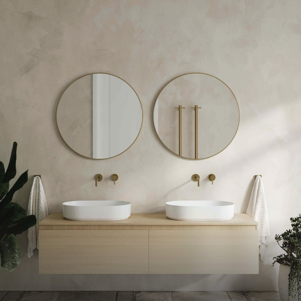 THERMOGROUP ABLAZE ROUND GOLD FRAMED MIRROR 600MM