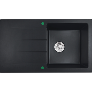 IKON CORA GRANITE SINGLE BOWL WITH DRAINER KITCHEN SINK MATTE BLACK 860MM