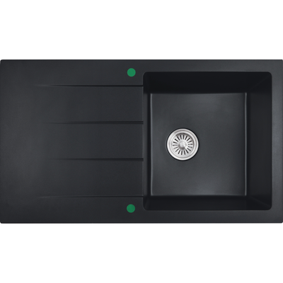 IKON CORA GRANITE SINGLE BOWL WITH DRAINER KITCHEN SINK MATTE BLACK 860MM