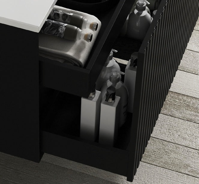 OTTI MARLO MATTE BLACK 1200MM SINGLE BOWL FLOOR STANDING VANITY
