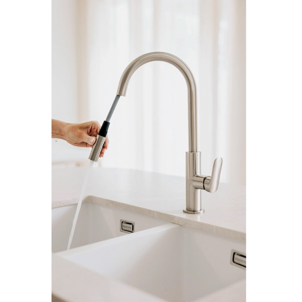 PHOENIX NUAGE LEAD FREE PULL-OUT SINK MIXER 200MM BRUSHED NICKEL