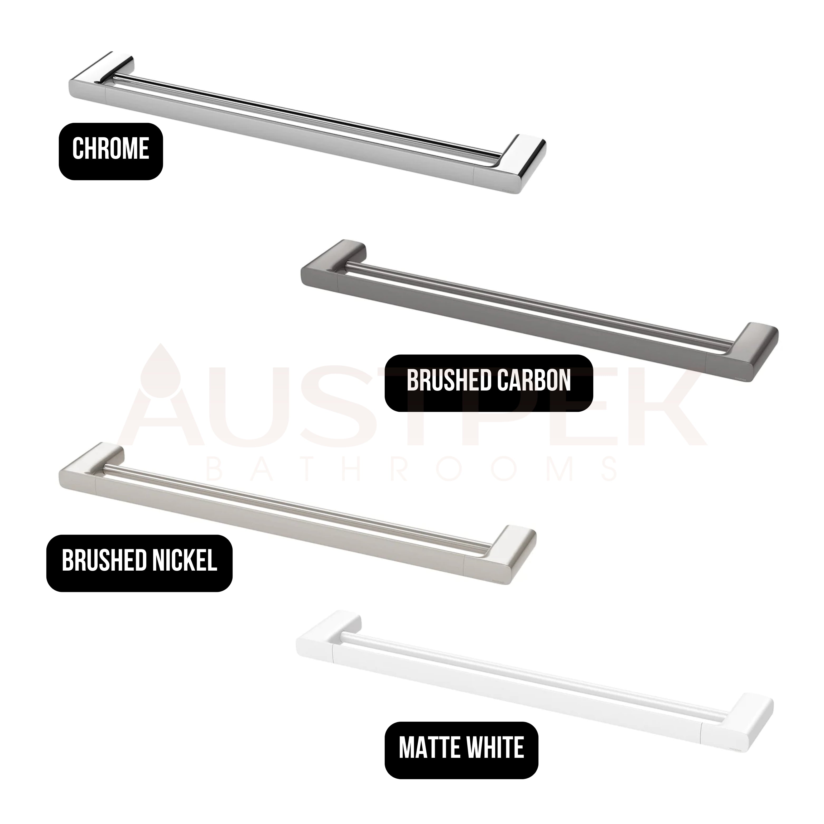 PHOENIX NUAGE DOUBLE NON-HEATED TOWEL RAIL BRUSHED CARBON 600MM AND 800MM