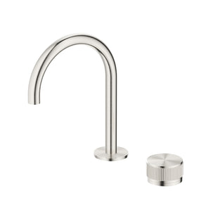 BELLA VISTA MICA FLUTED PROGRESSIVE BASIN MIXER SET 225MM BRUSHED NICKEL