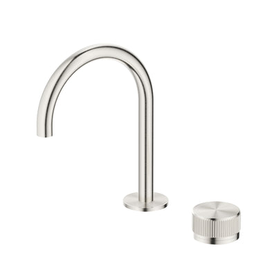BELLA VISTA MICA LEAD FREE FLUTED PROGRESSIVE BASIN MIXER SET 225MM BRUSHED NICKEL