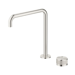 BELLA VISTA MICA FLUTED SOFT-SQUARE HOB SINK/BASIN MIXER SET 275MM BRUSHED NICKEL