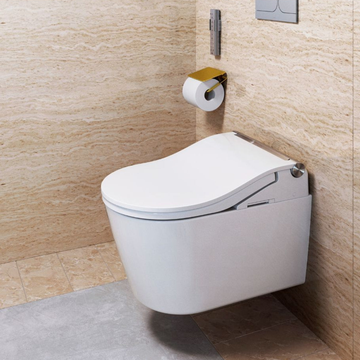 TOTO RW WALL HUNG TOILET WITH WASHLET PACKAGE W/ AUTOLID AND AUTOFLUSH (D-SHAPE) GLOSS WHITE