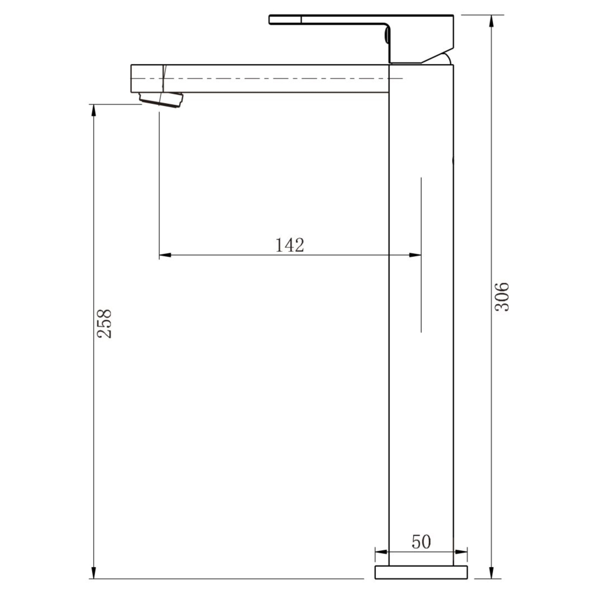 MODERN NATIONAL EVA MINI HIGH RISE TALL BASIN MIXER 306MM MATTE BLACK