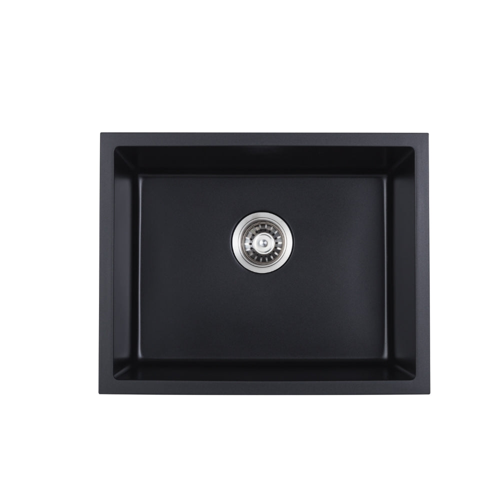 IKON CORA GRANITE SINGLE BOWL UNDERMOUNT KITCHEN SINK MATTE BLACK 560MM