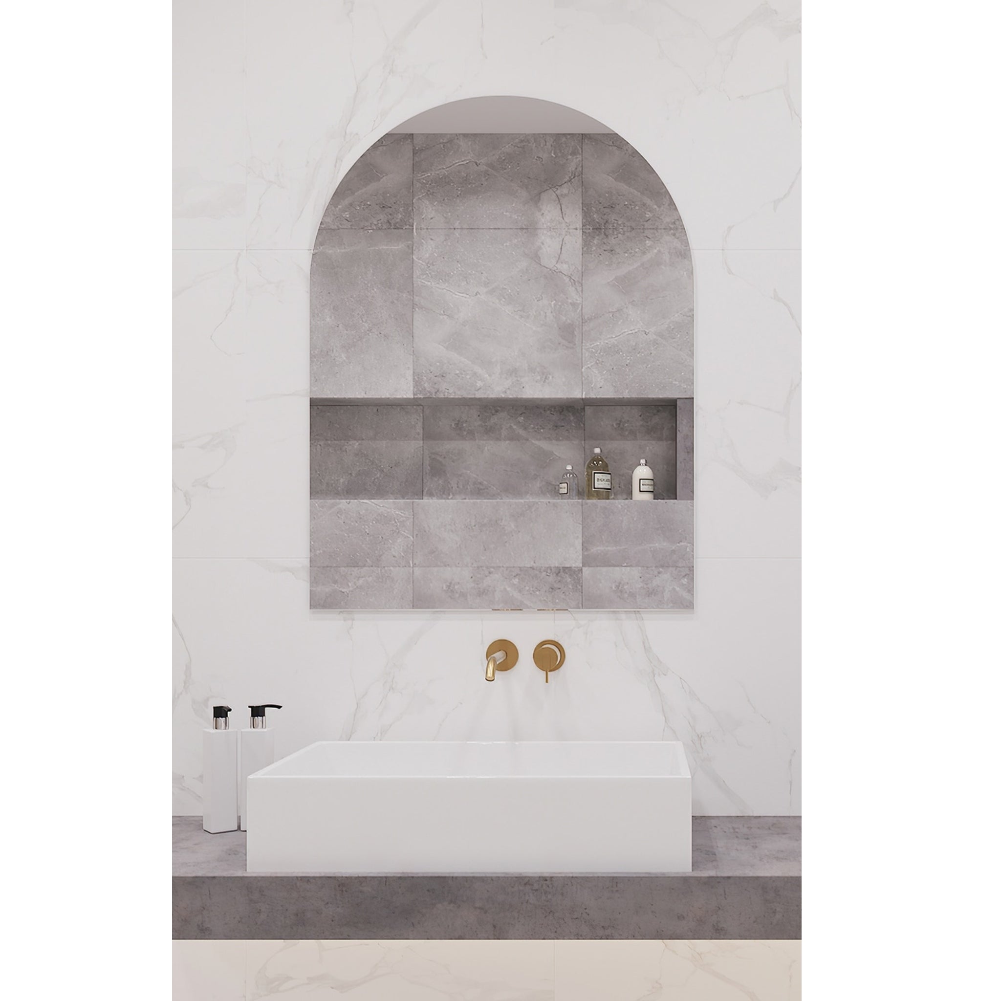 THERMOGROUP ABLAZE ARCH SHAPE MIRROR WITH HANGERS INCLUDING DEMISTER 750X1000MM