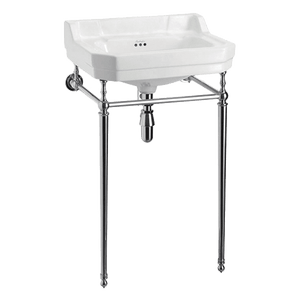 BURLINGTON EDWARDIAN BASIN WITH CHROME STAND 1TH WHITE 560MM
