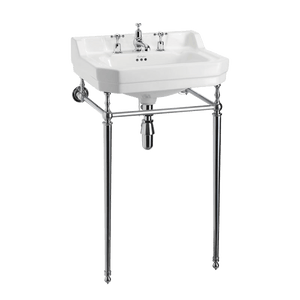 BURLINGTON EDWARDIAN BASIN WITH CHROME STAND 3TH WHITE 560MM