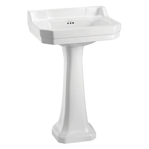 BURLINGTON EDWARDIAN BASIN WITH PEDESTAL 1TH WHITE 560MM