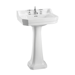 BURLINGTON EDWARDIAN BASIN WITH PEDESTAL 3TH WHITE 560MM