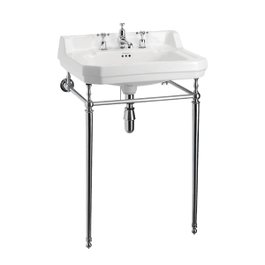 BURLINGTON EDWARDIAN BASIN WITH CHROME STAND 3TH WHITE 610MM