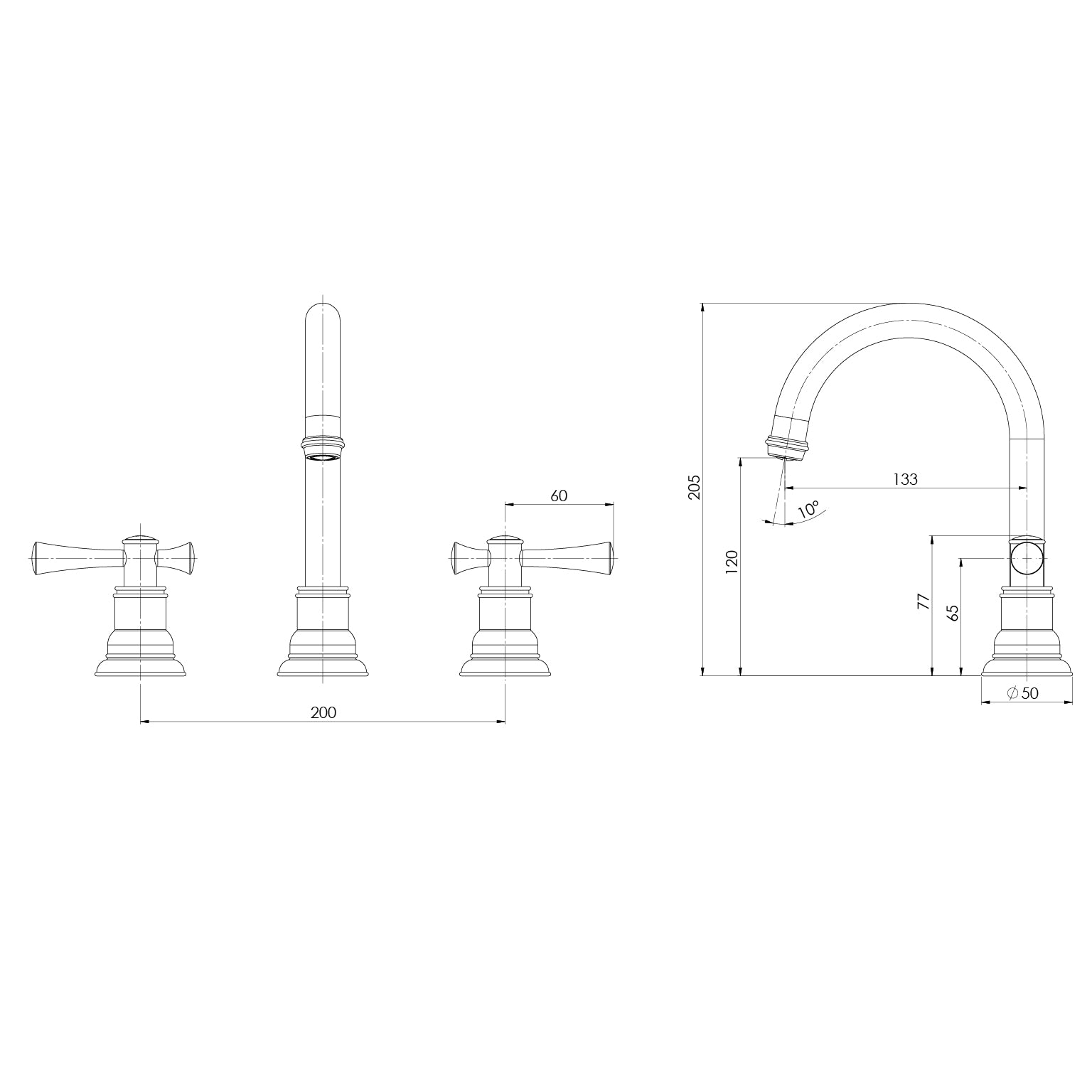 PHOENIX CROMFORD LEAD FREE BASIN SET 205MM BRUSHED NICKEL