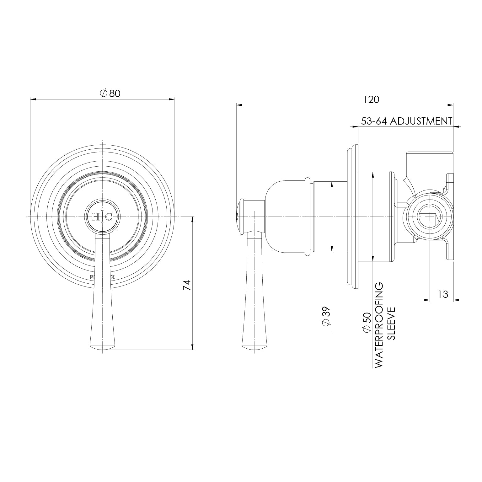 PHOENIX CROMFORD SWITCHMIX SHOWER / WALL MIXER BRUSHED BRONZE