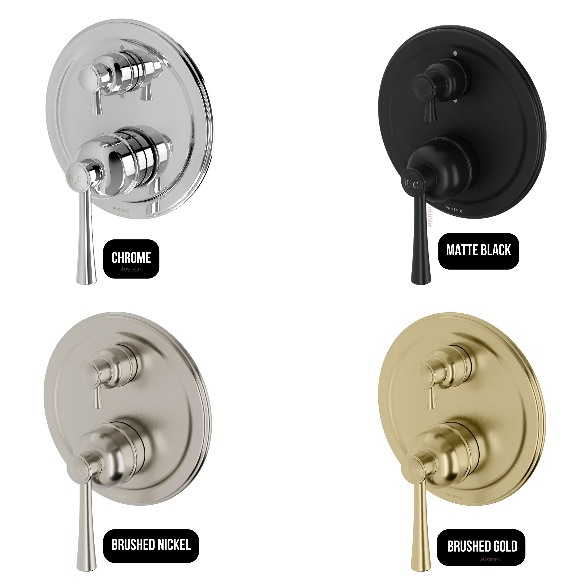 PHOENIX CROMFORD SWITCHMIX SHOWER / BATH DIVERTER MIXER FIT-OFF AND ROUGH-IN KIT MATTE BLACK
